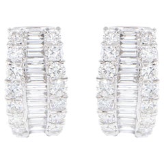 Diamond Earrings Baguette and Round 4.56 Carats 18K Gold