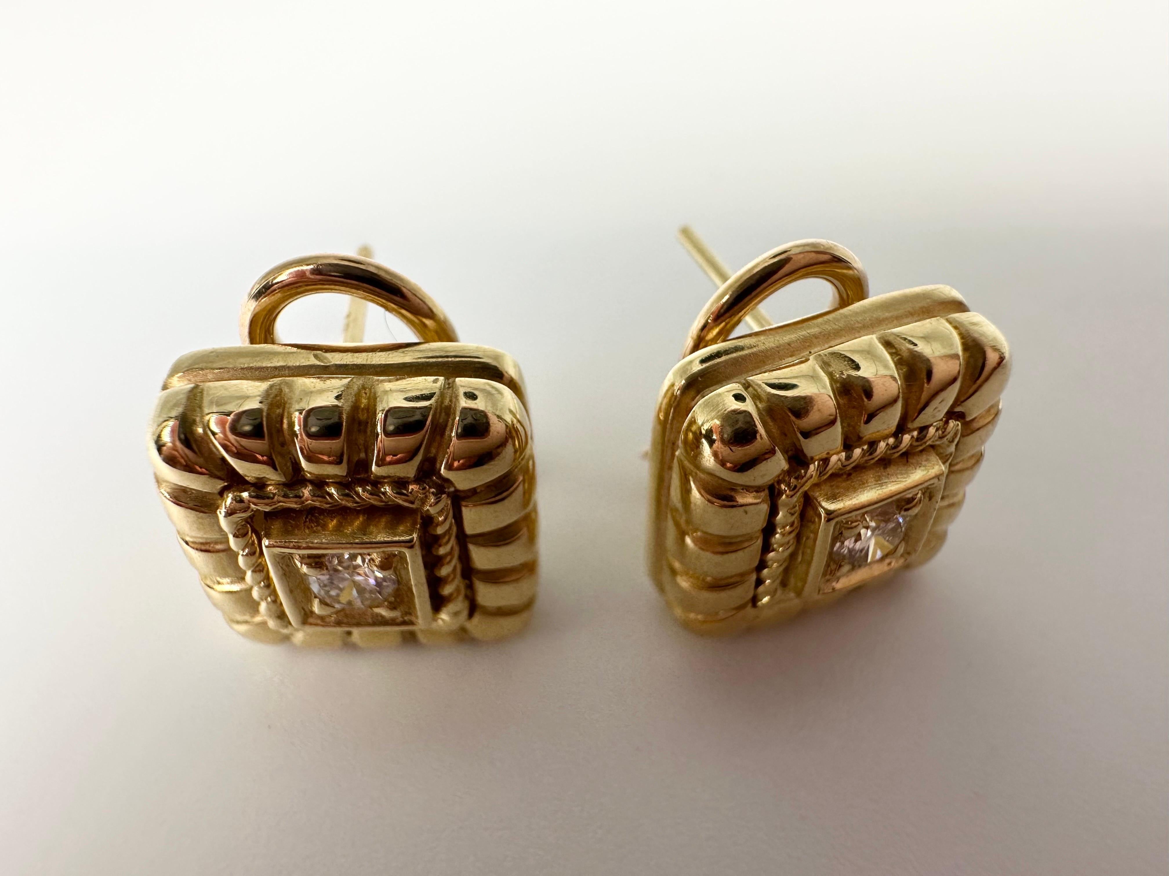 Diamond earrings by Penny Preville stunning omega diamond earrings 18KT In Excellent Condition For Sale In Jupiter, FL
