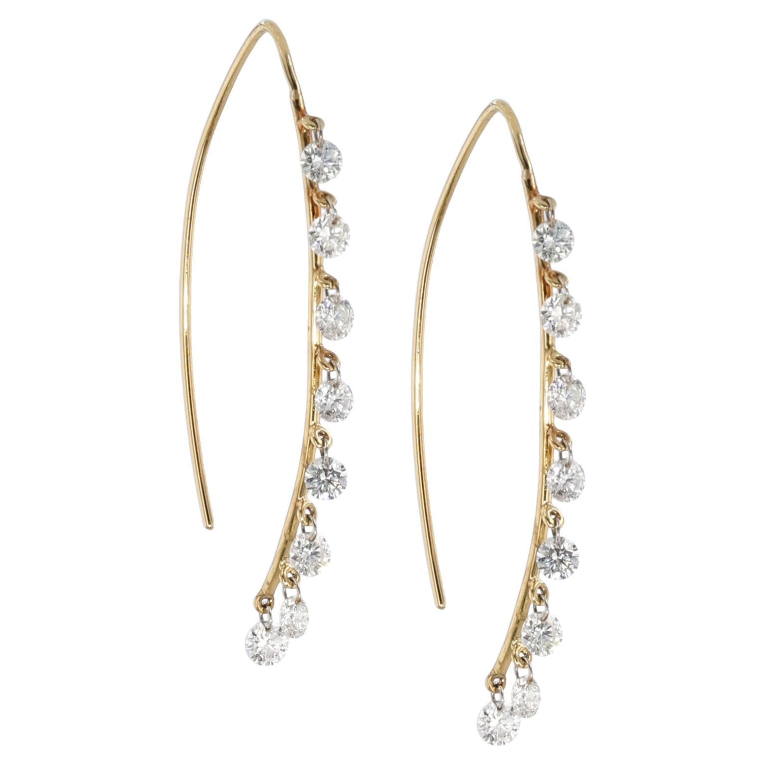 Orecchini pendenti in oro giallo 18 carati con diamanti di Willow Diamonds