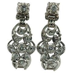 Diamond Earrings Drop 14K White Gold .84ct Vintage
