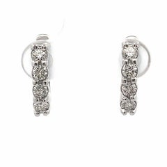 Diamond Earrings English Lock 0.72 carats in 14K White Gold