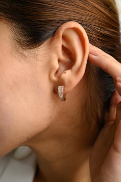 Diamond Earrings Everyday Fine Jewelry For Women in 18k Solid Rose Gold