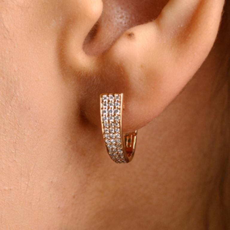 Diamant-Ohrringe Everyday Fine Jewelry für Damen aus 18 Karat massivem Roségold (Rundschliff) im Angebot