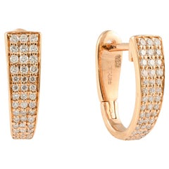 Diamond Earrings Everyday Fine Jewelry For Women in 18k Solid Rose Gold