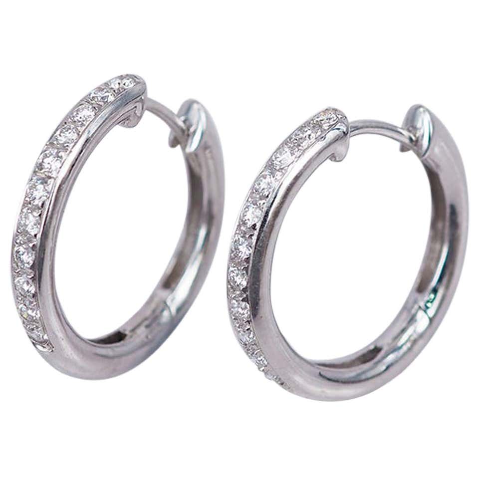 Garavelli 18 Karat White Gold Diamond Eternity Hoop Earrings For Sale ...