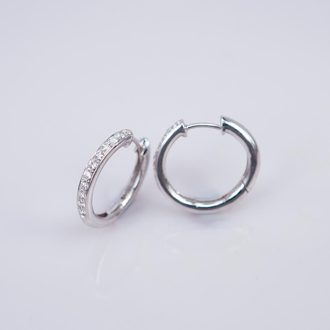 Modern Diamond Earrings Hoop 18 Karat White Gold For Sale