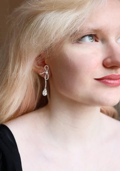 Diamond Earrings in 18 Carat White Gold  4 Carats of Diamonds Knot Pattern