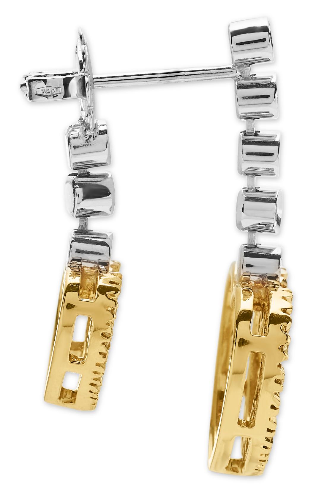 Modern Bespoke Design Diamond Twin Love Heart Drop Earrings in 18K Gold For Sale