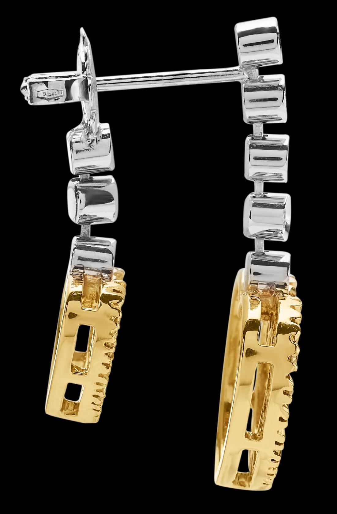 Women's Bespoke Design Diamond Twin Love Heart Drop Earrings in 18K Gold For Sale