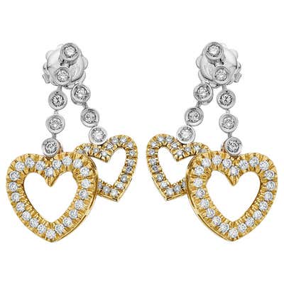 Pearl and Diamond Tasteful Hearts/Love Earrings in 18 Carat Gold For ...