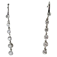 Pendants d'oreilles longs en diamants 1,26 carat, boucles d'oreilles en diamants VS naturels 14 carats 