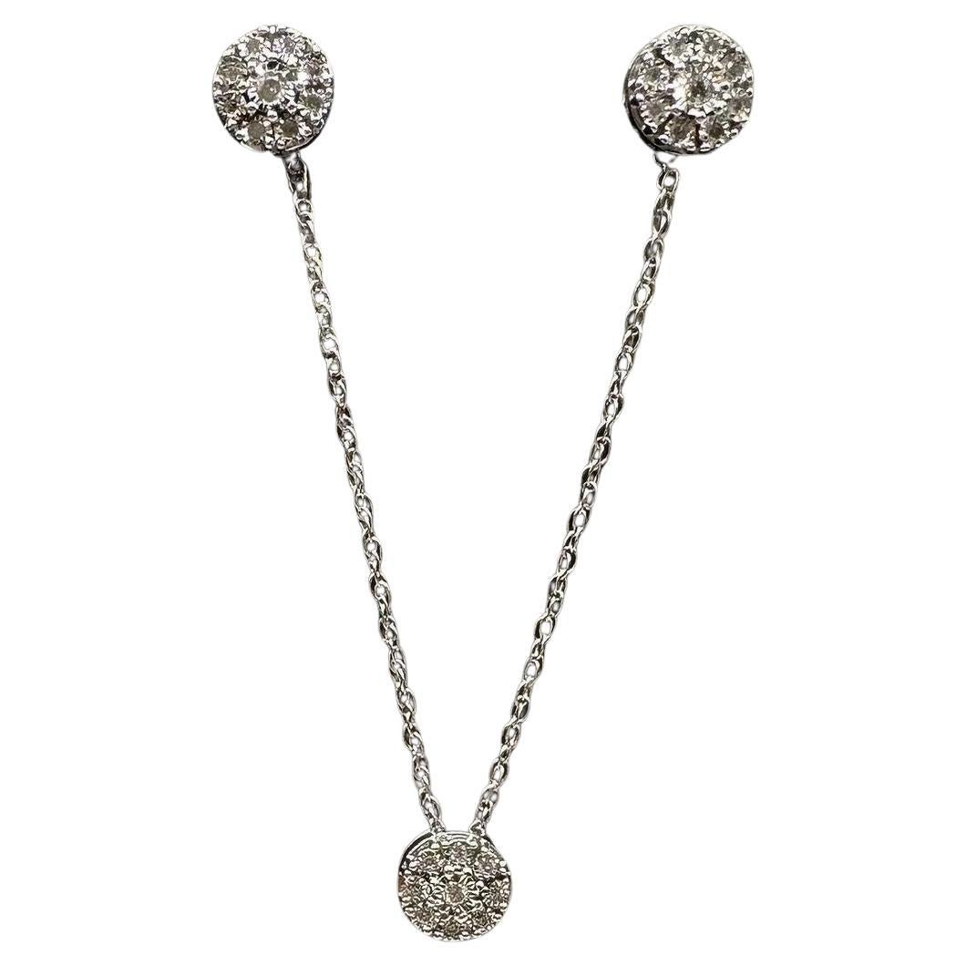 Boucles d
oreilles et collier en diamant en Silver - 0.18ctw, 18in, New en vente