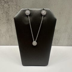 Diamond Earrings Necklace Set Sterling Silver 0.18ctw 18in New