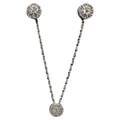 Diamond Earrings Necklace Set Sterling Silver 0.18ctw 18in New