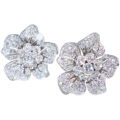 Diamond Earrings of a Charming Floral Motif