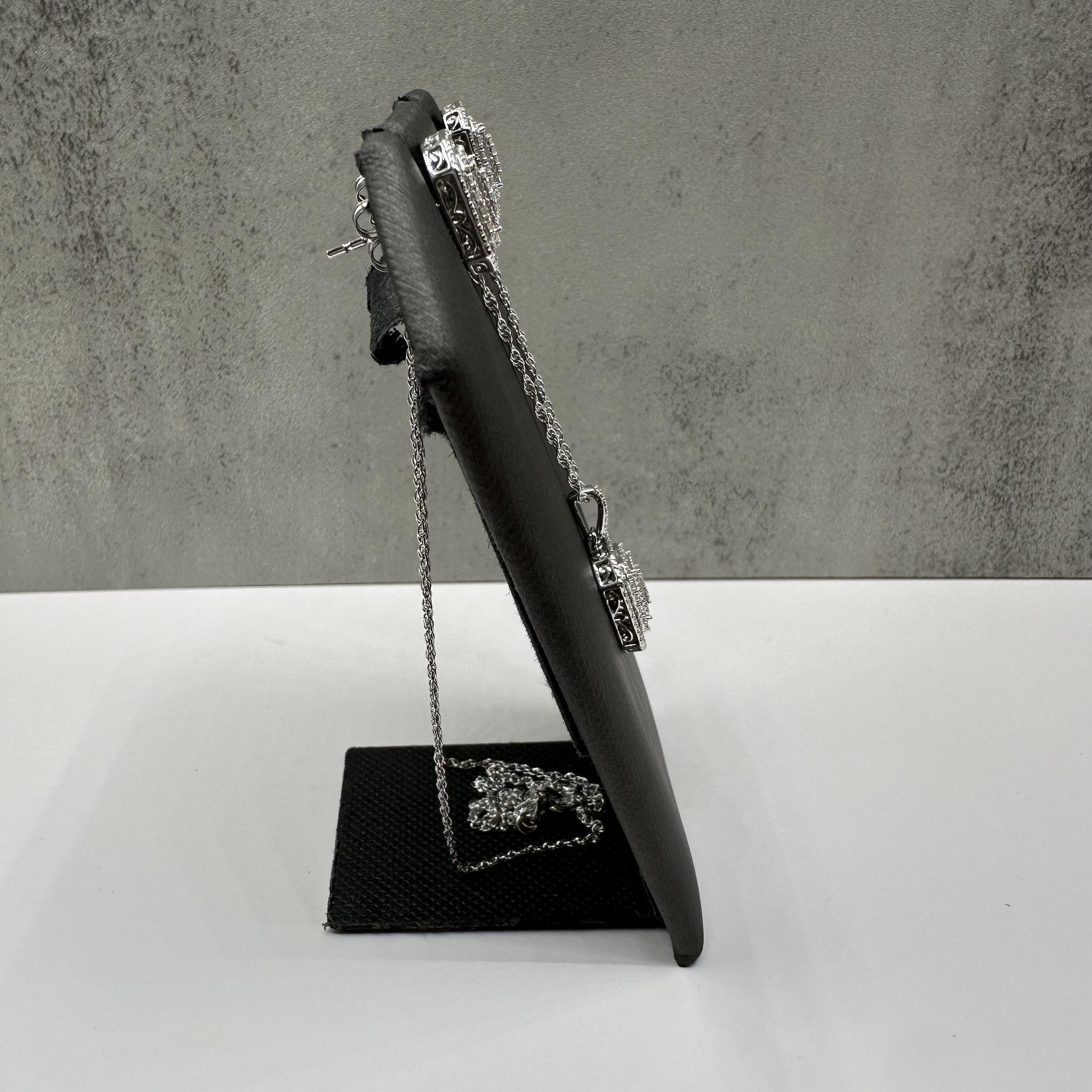 Taglio singolo Orecchini con diamanti e collana con ciondolo in argento sterling - 0,25ctw, 18in, New