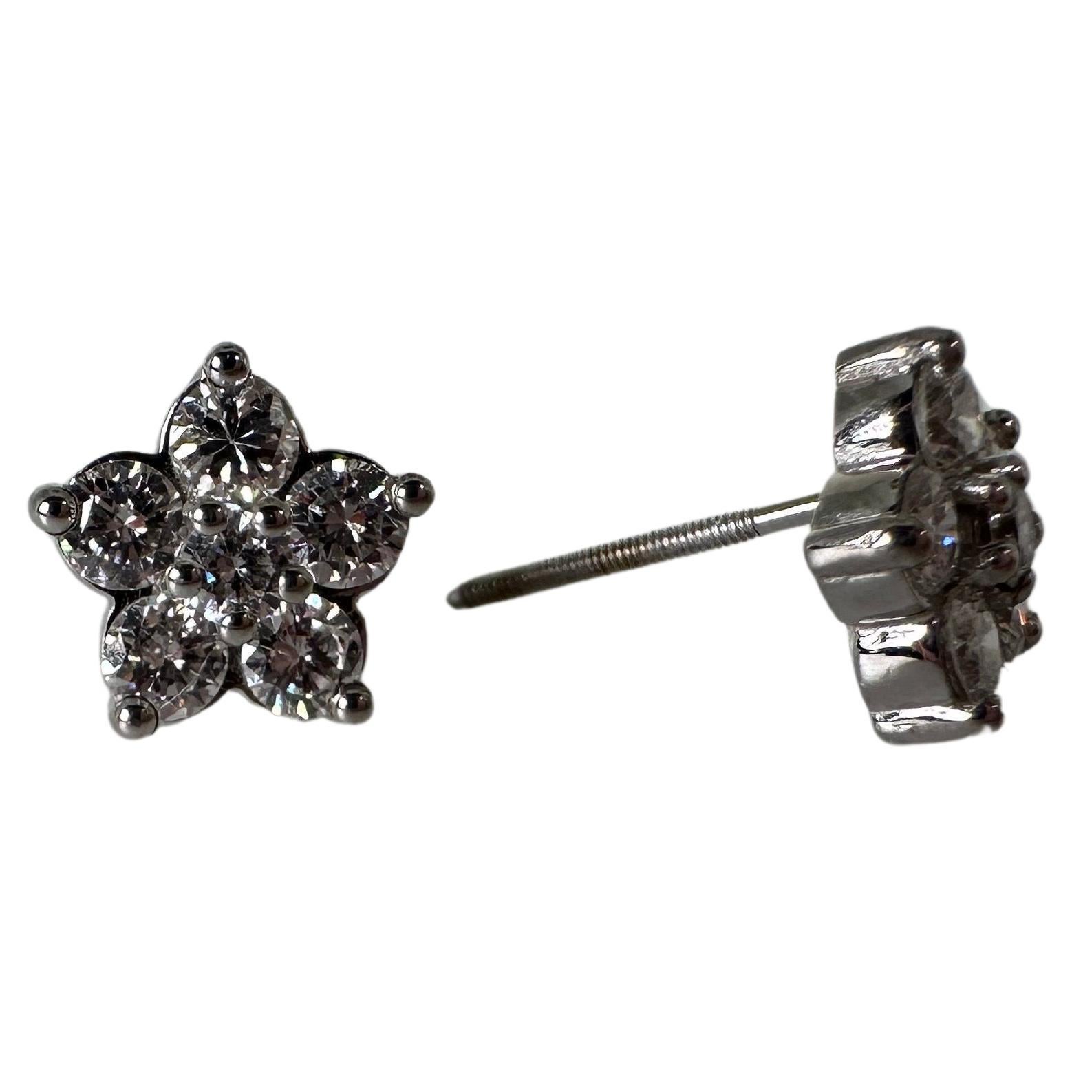 Diamond earrings screw backs 1ct 14KT gold studs For Sale