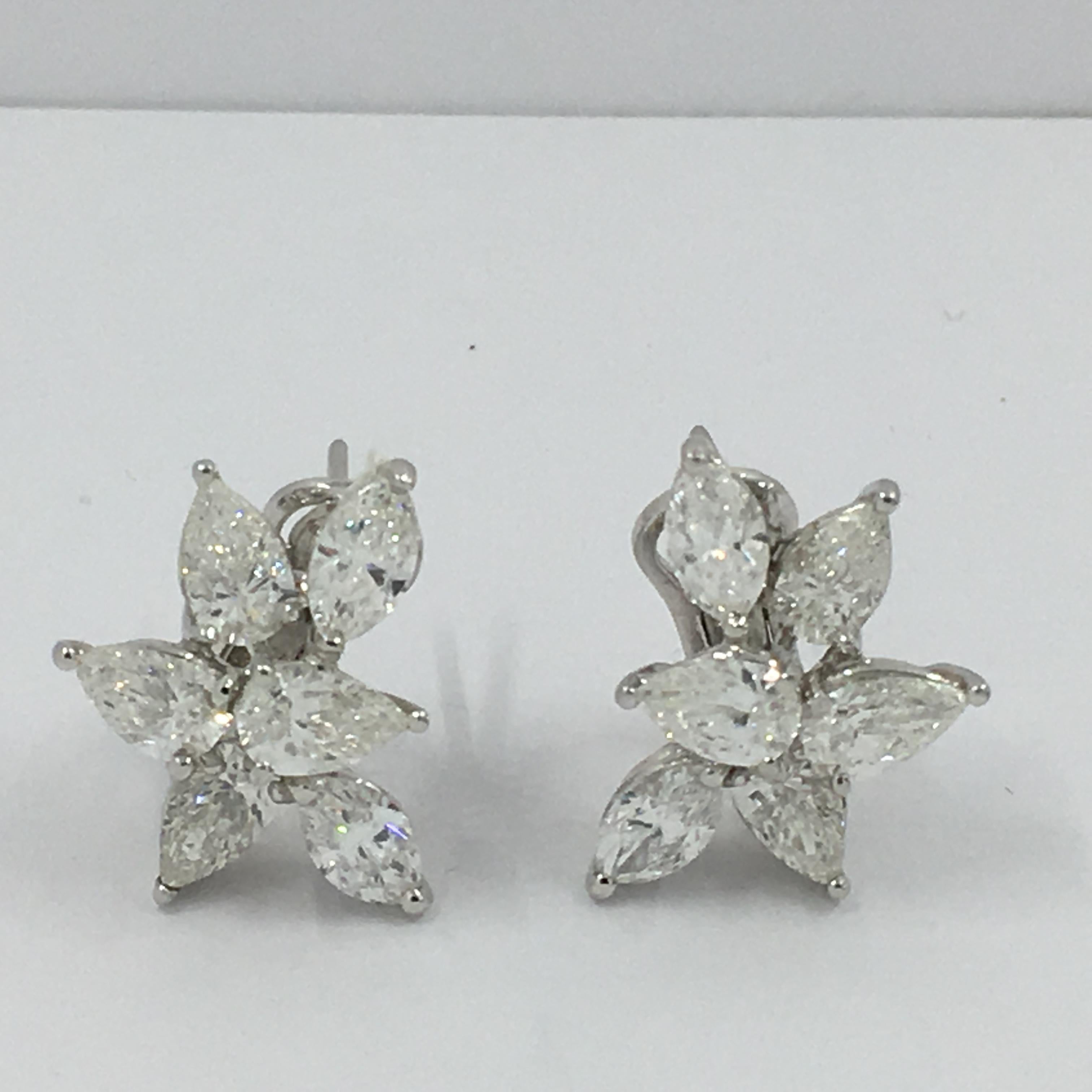 Pear Cut Diamond Earrings Set in 18 Karat White Gold 10015