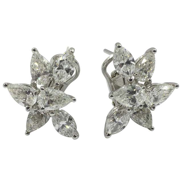 Pearl with Diamond Earrings Set in 18 Karat White Gold Settings For ...