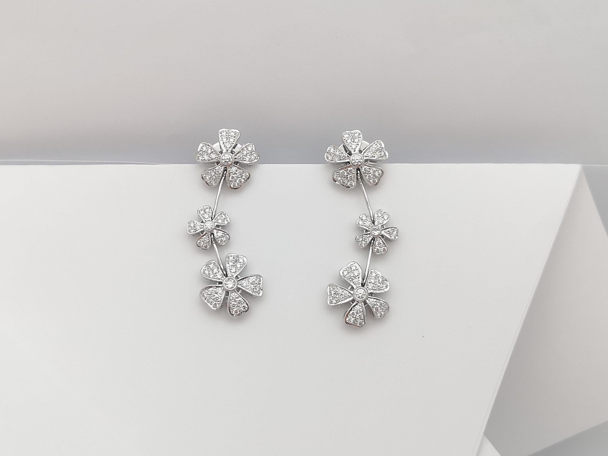 Brilliant Cut Diamond  Earrings Set in 18 Karat White Gold Settings For Sale