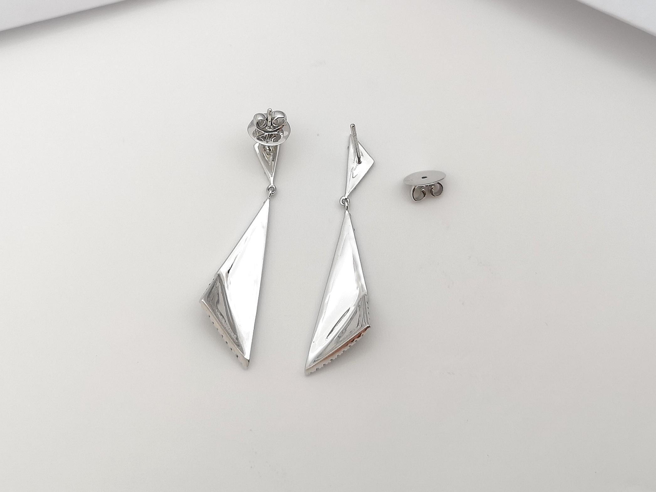 Women's Diamond Earrings Set in 18 Karat White Gold Settings For Sale