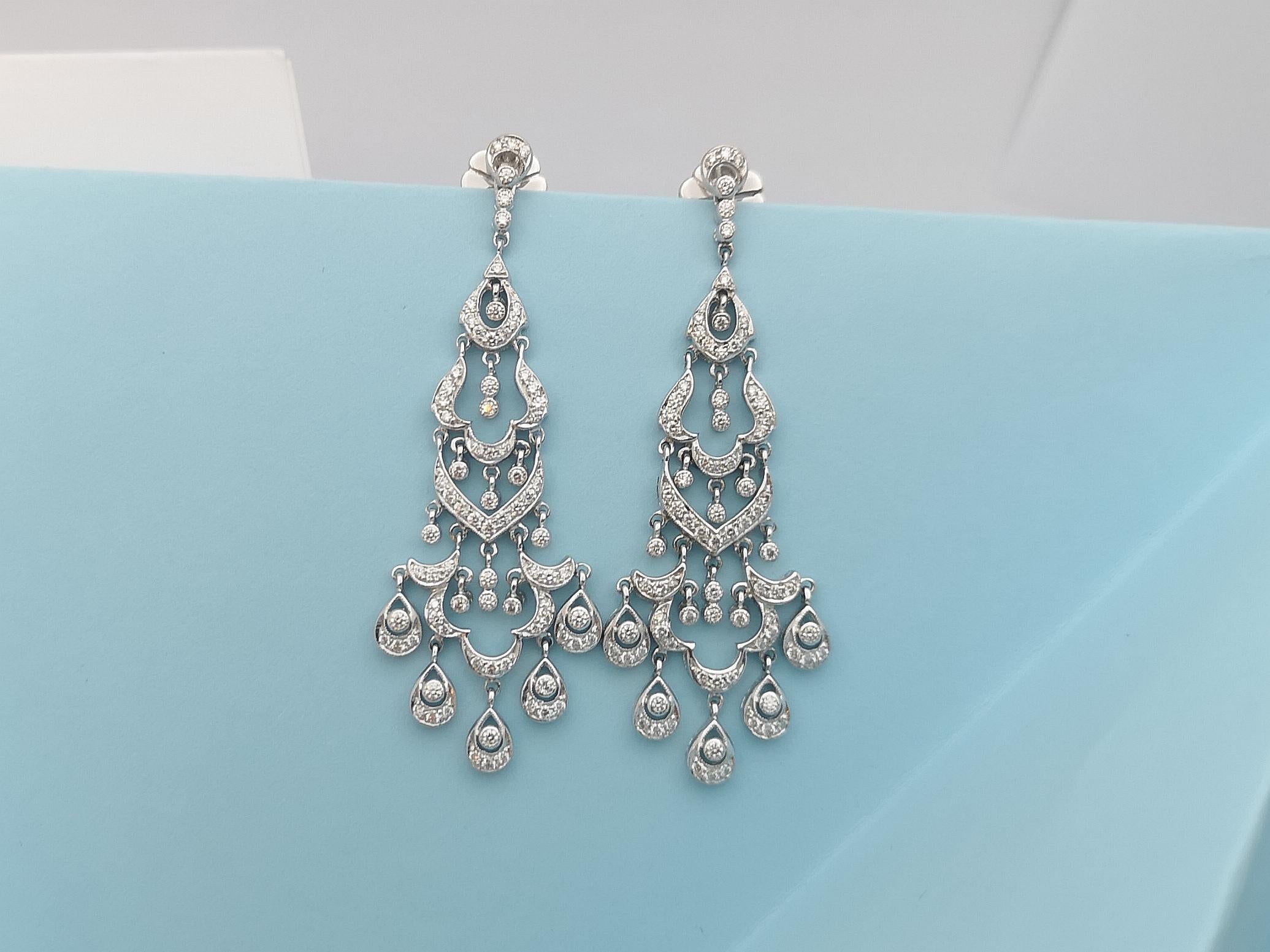 Diamond Earrings Set in 18 Karat White Gold Settings For Sale 2