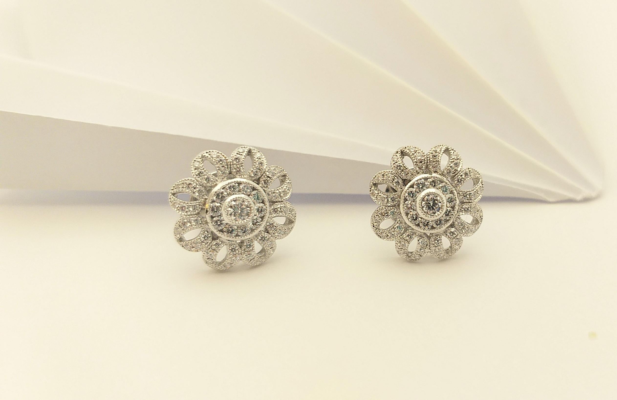 Diamond  Earrings Set in 18 Karat White Gold Settings For Sale 2