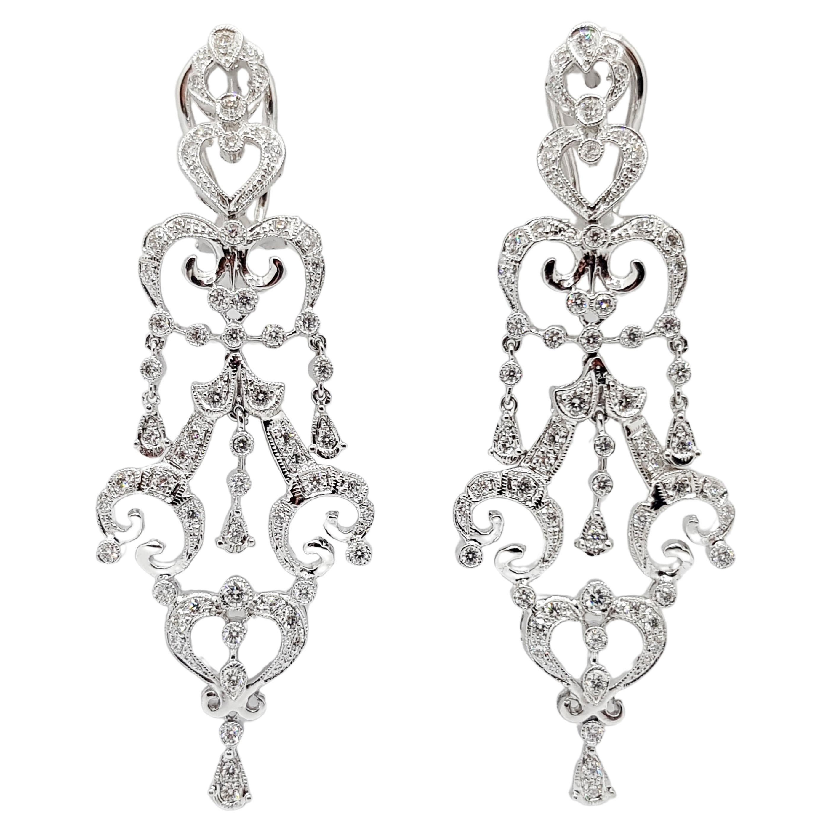 Diamond Earrings Set in 18 Karat White Gold Settings For Sale