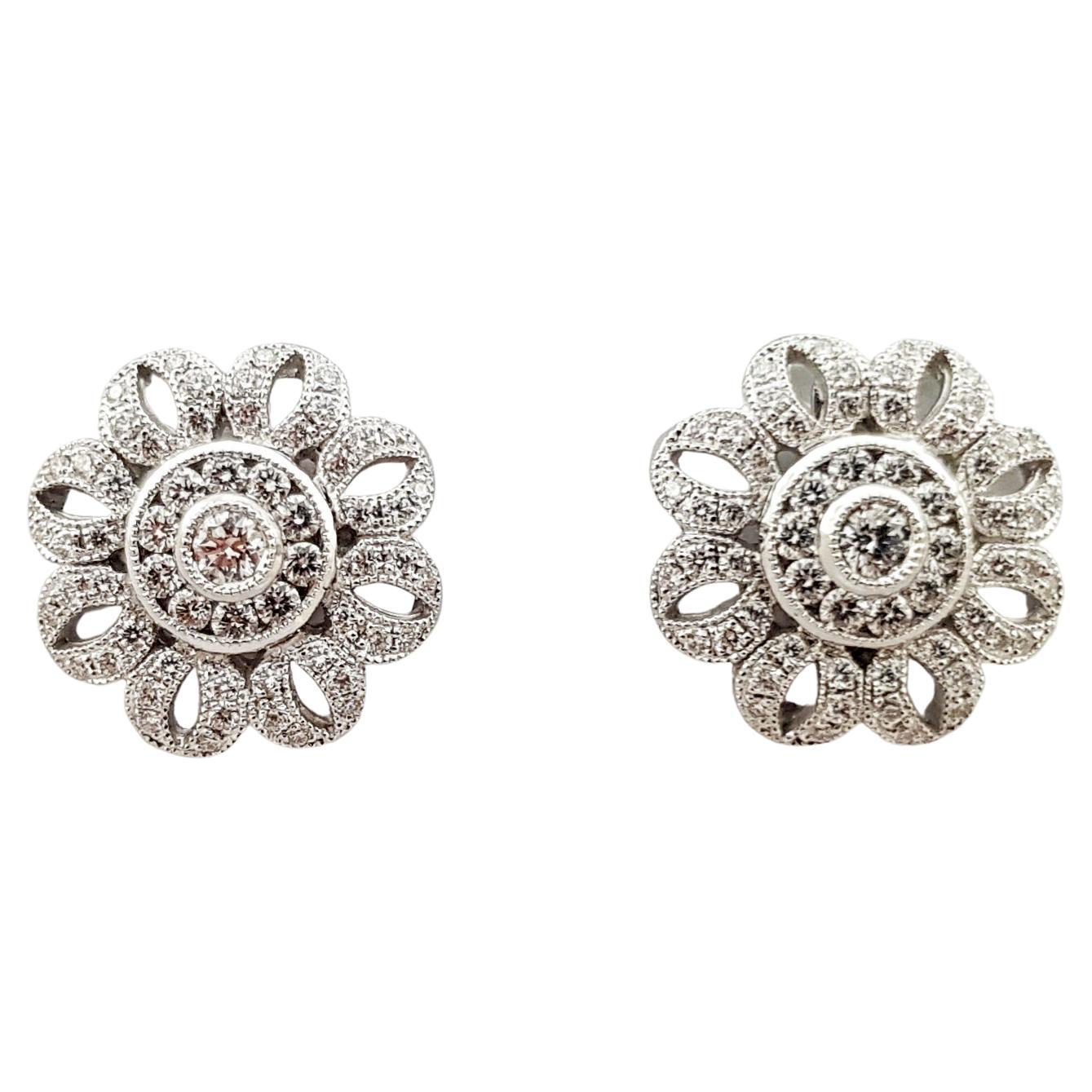 Diamond  Earrings Set in 18 Karat White Gold Settings For Sale