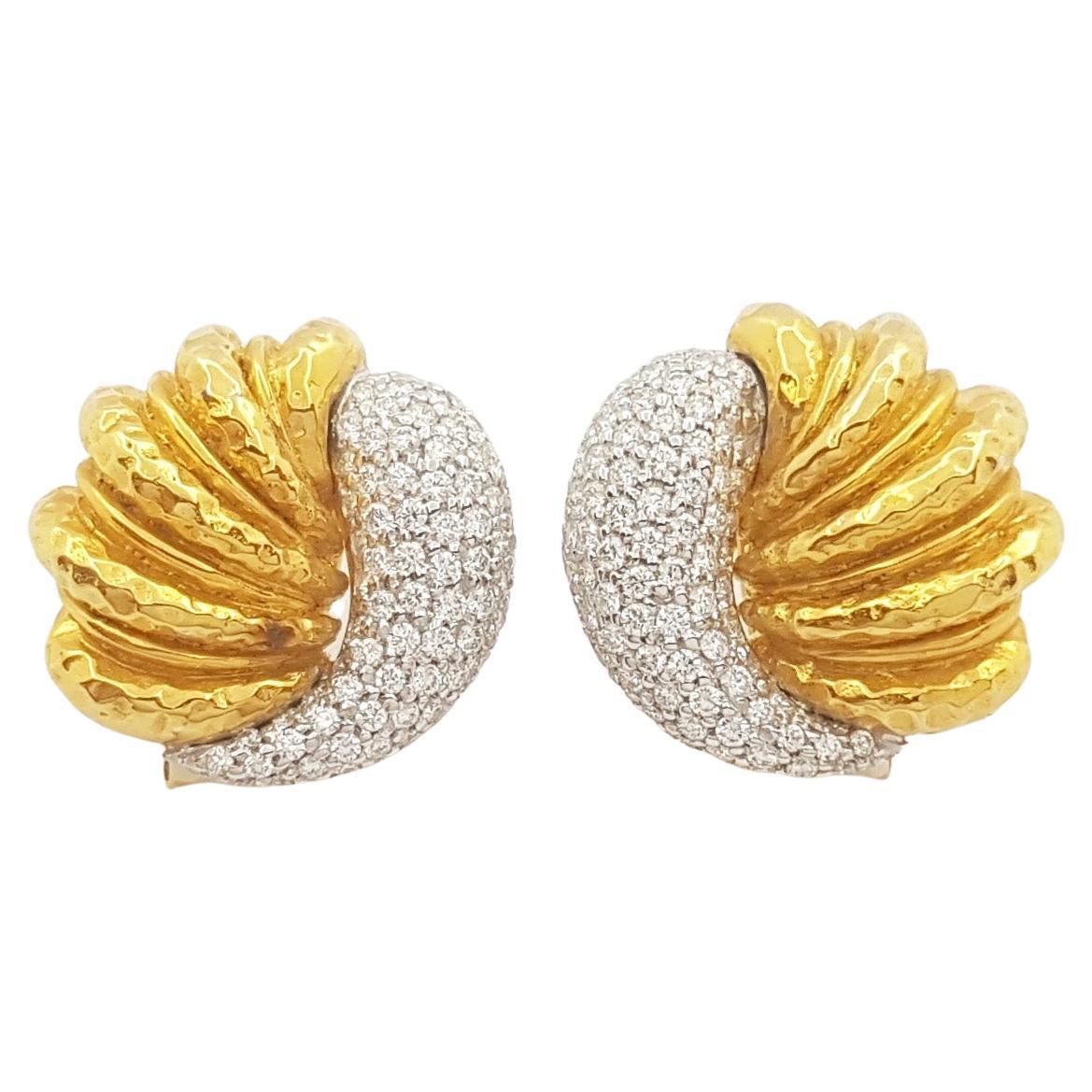 Diamond Earrings set in 18K Gold Settings For Sale