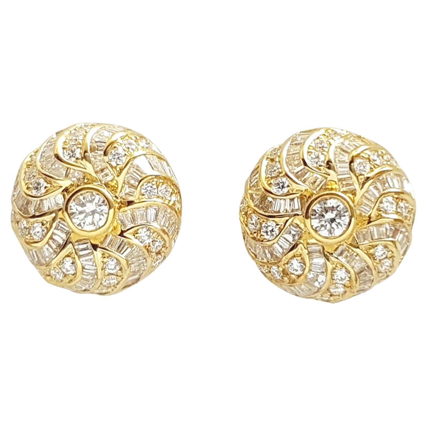 Diamond Earrings set in 18K Gold Settings