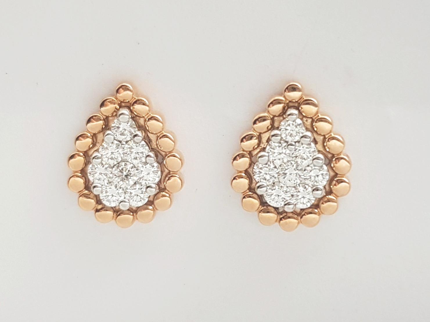 Contemporaneo Orecchini con diamanti incastonati in oro rosa 18 carati in vendita