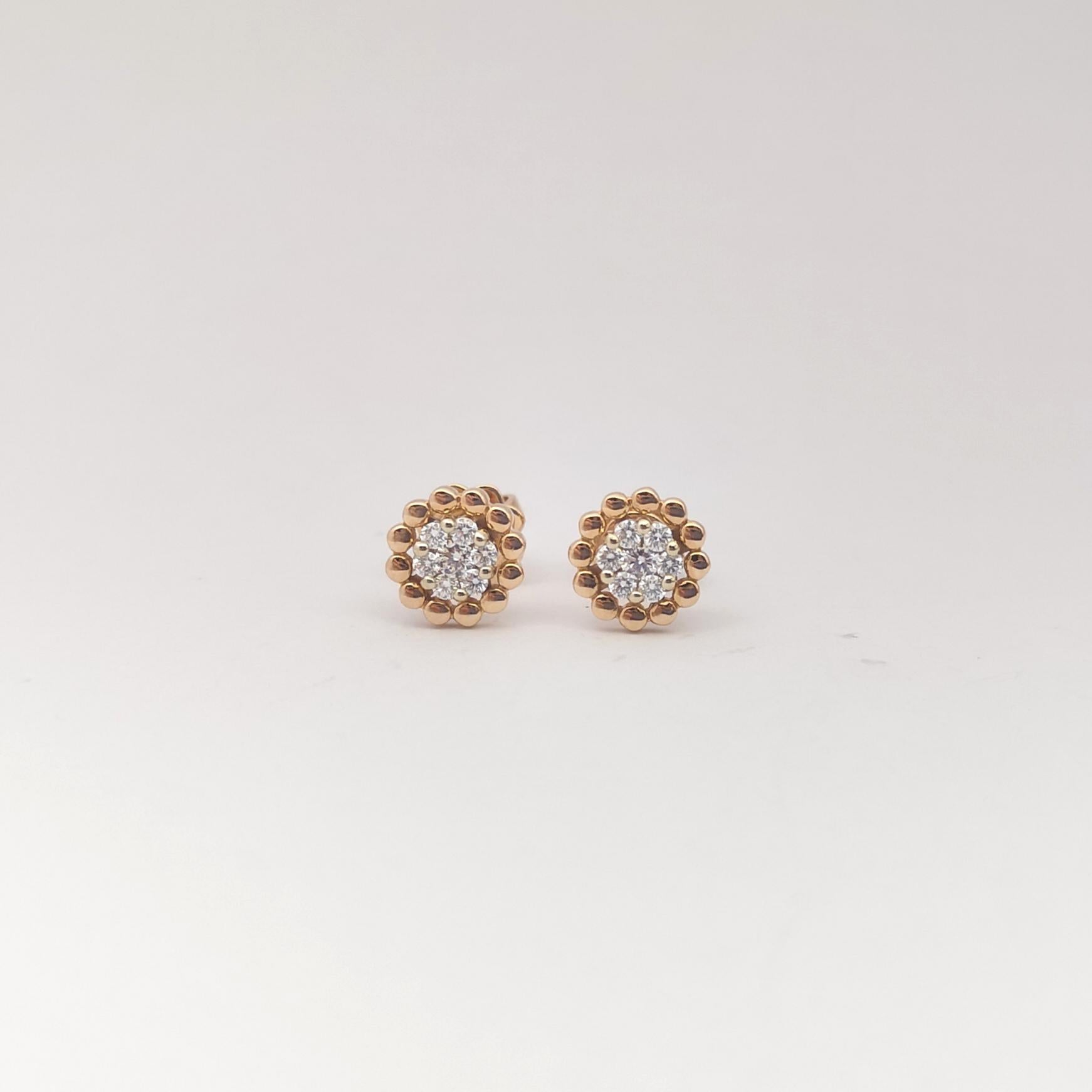 Taglio brillante Orecchini con diamanti incastonati in oro rosa 18 carati in vendita