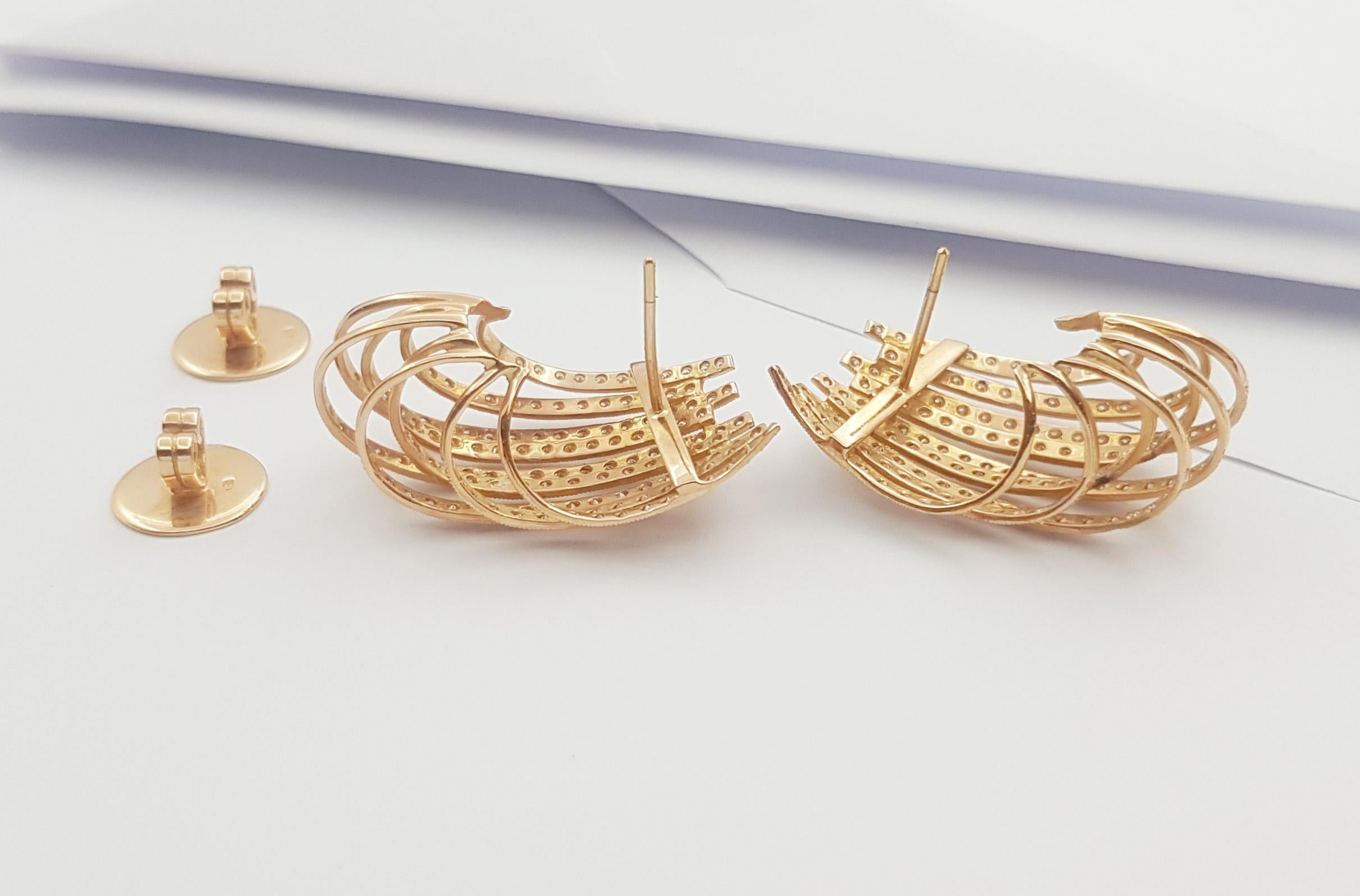 Diamond Earrings set in 18K Rose Gold Settings In New Condition For Sale In Bangkok, TH