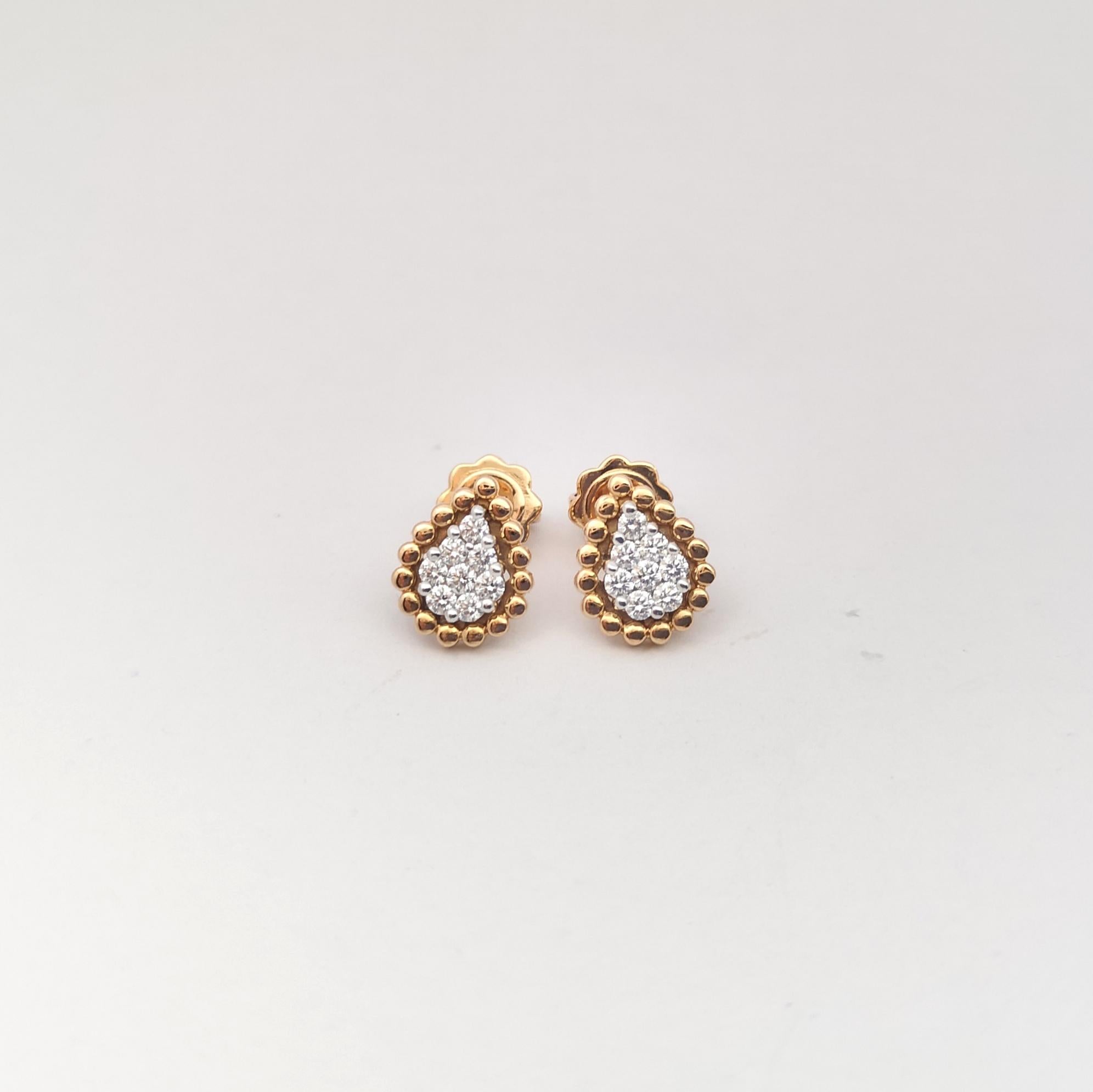 Orecchini con diamanti incastonati in oro rosa 18 carati In condizioni Nuovo in vendita a Bangkok, TH