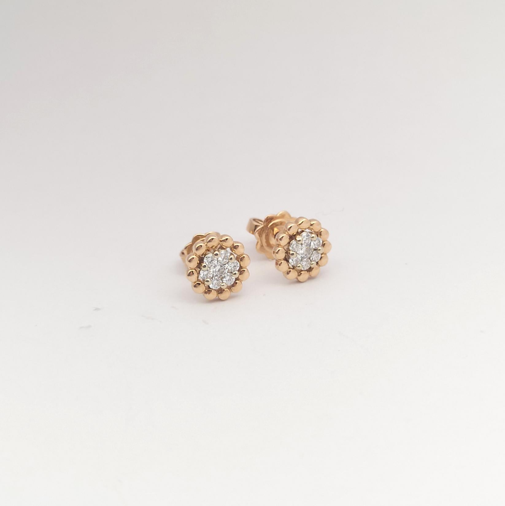 Orecchini con diamanti incastonati in oro rosa 18 carati In condizioni Nuovo in vendita a Bangkok, TH