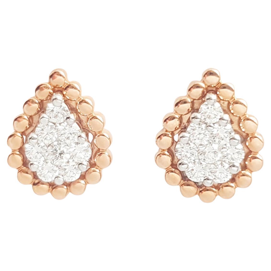 Diamond Earrings set in 18K Rose Gold Settings