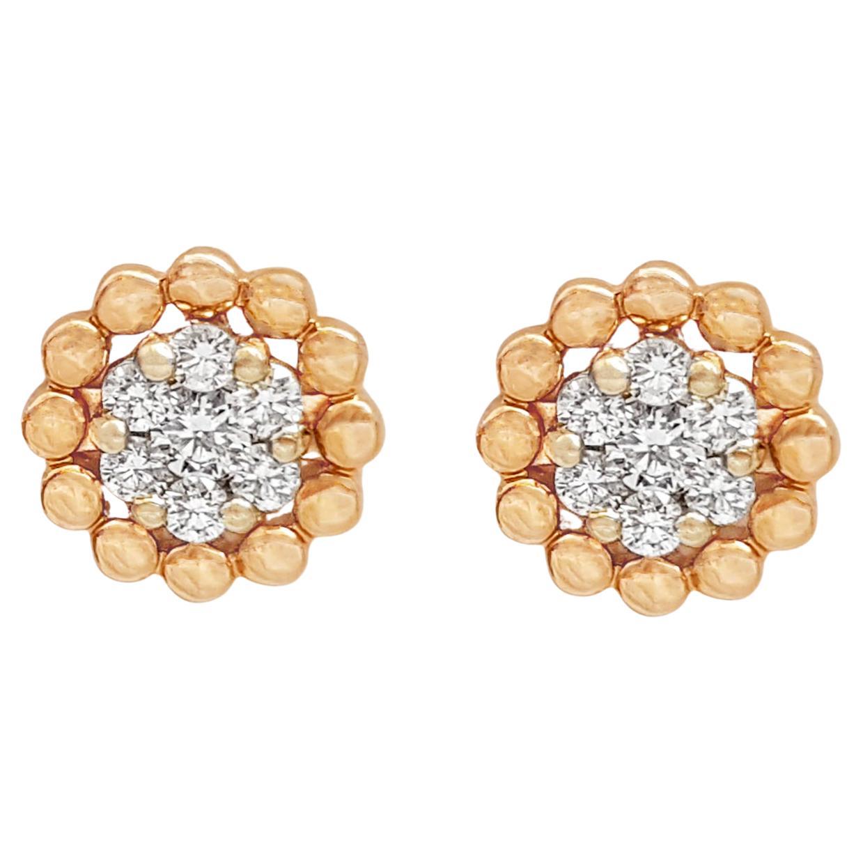 Diamond Earrings set in 18K Rose Gold Settings