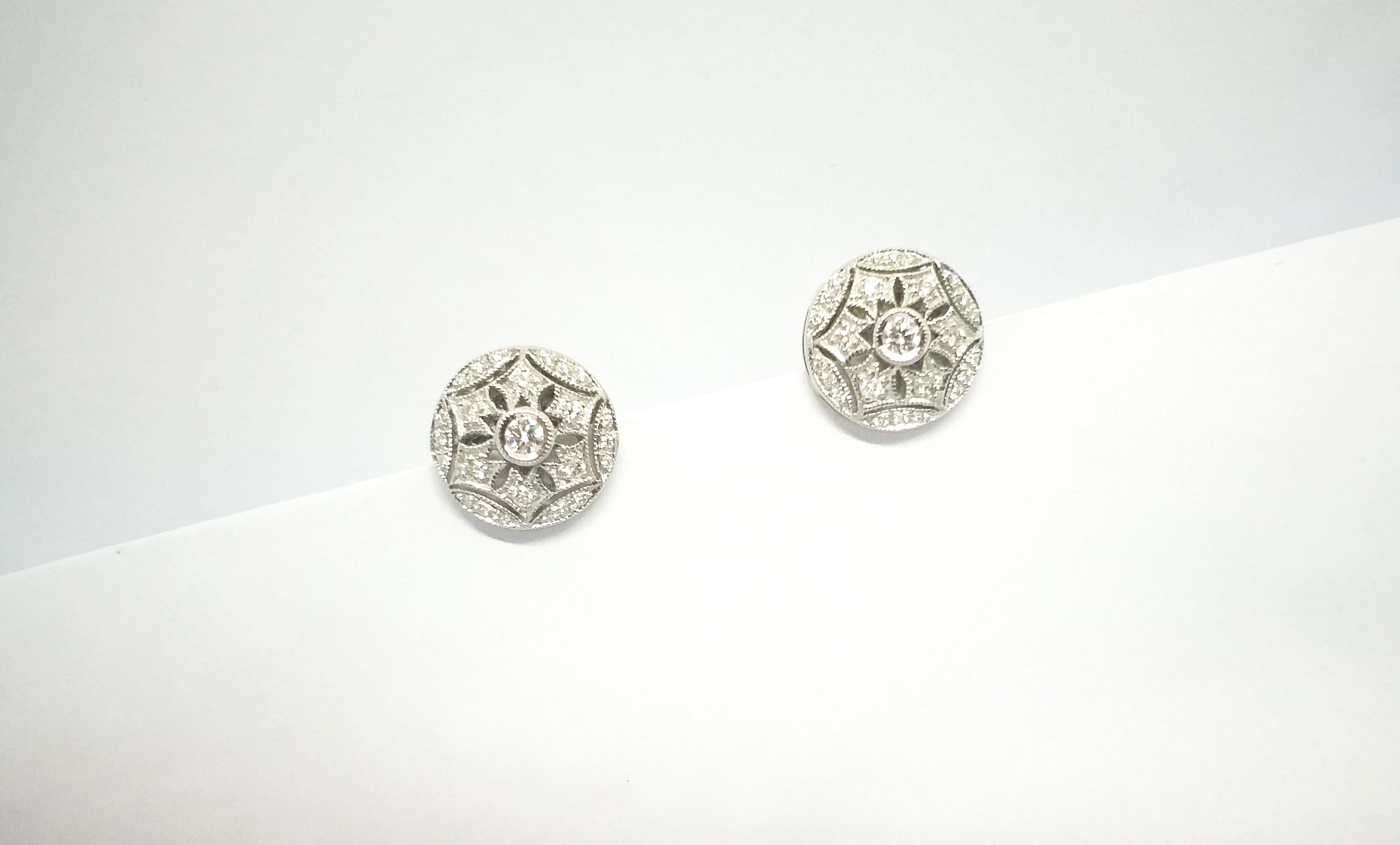 Diamond Earrings set in 18K White Gold Settings For Sale 4