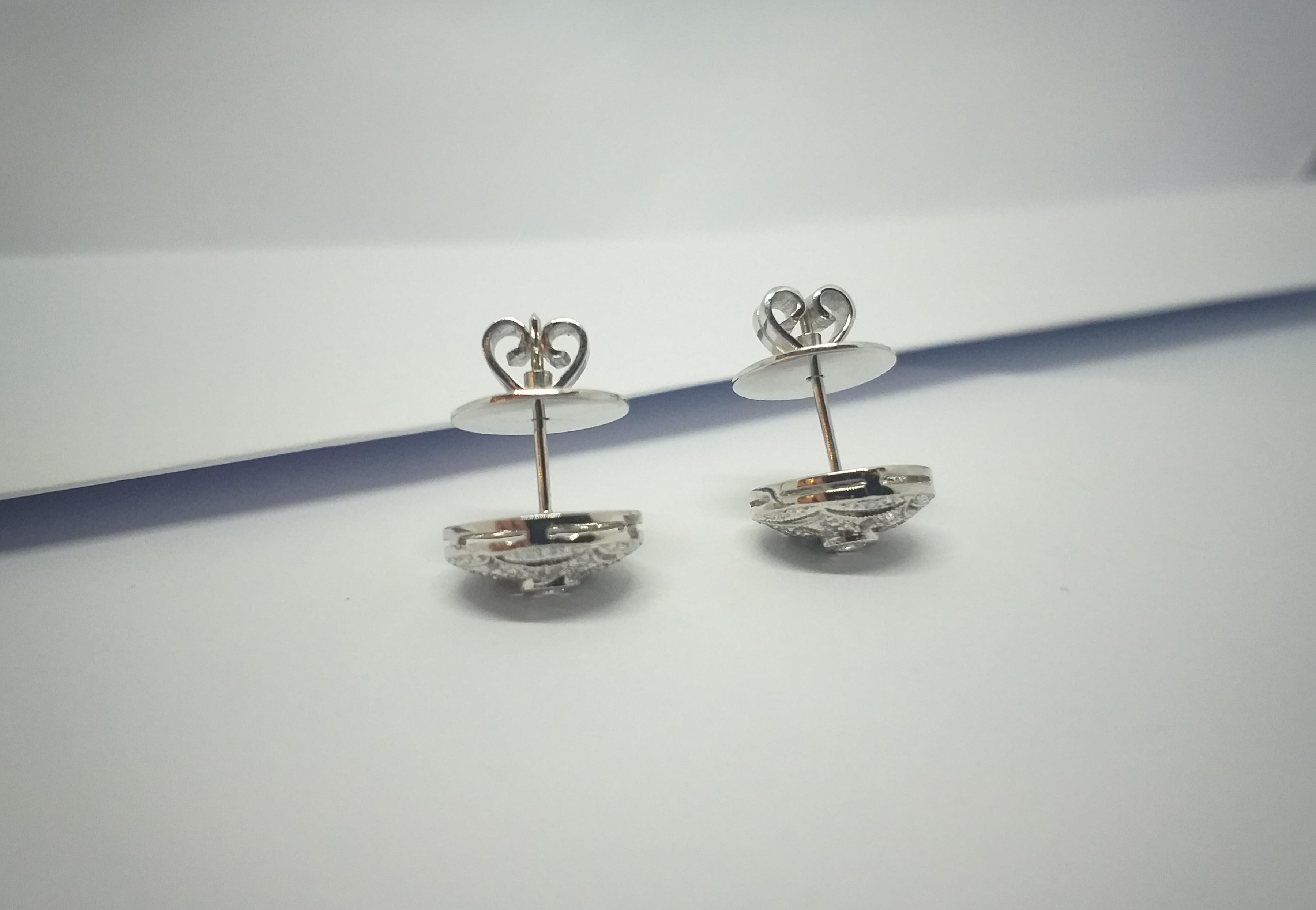 Diamond Earrings set in 18K White Gold Settings For Sale 7