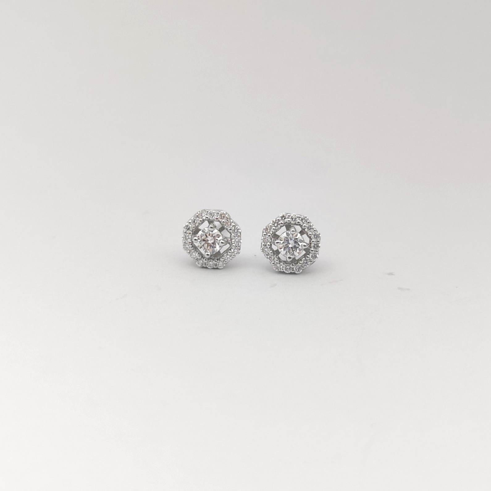 Brilliant Cut Diamond Earrings set in 18K White Gold Settings For Sale