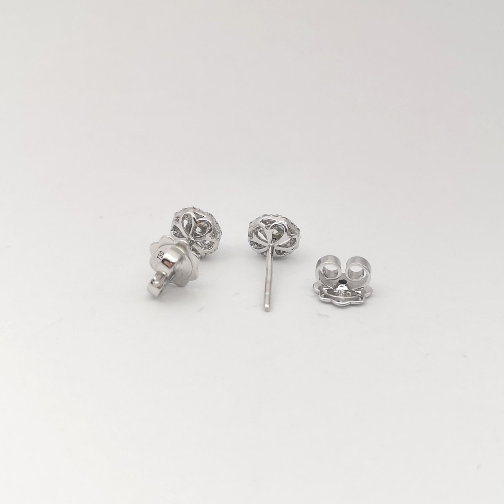 Diamond Earrings set in 18K White Gold Settings For Sale 2