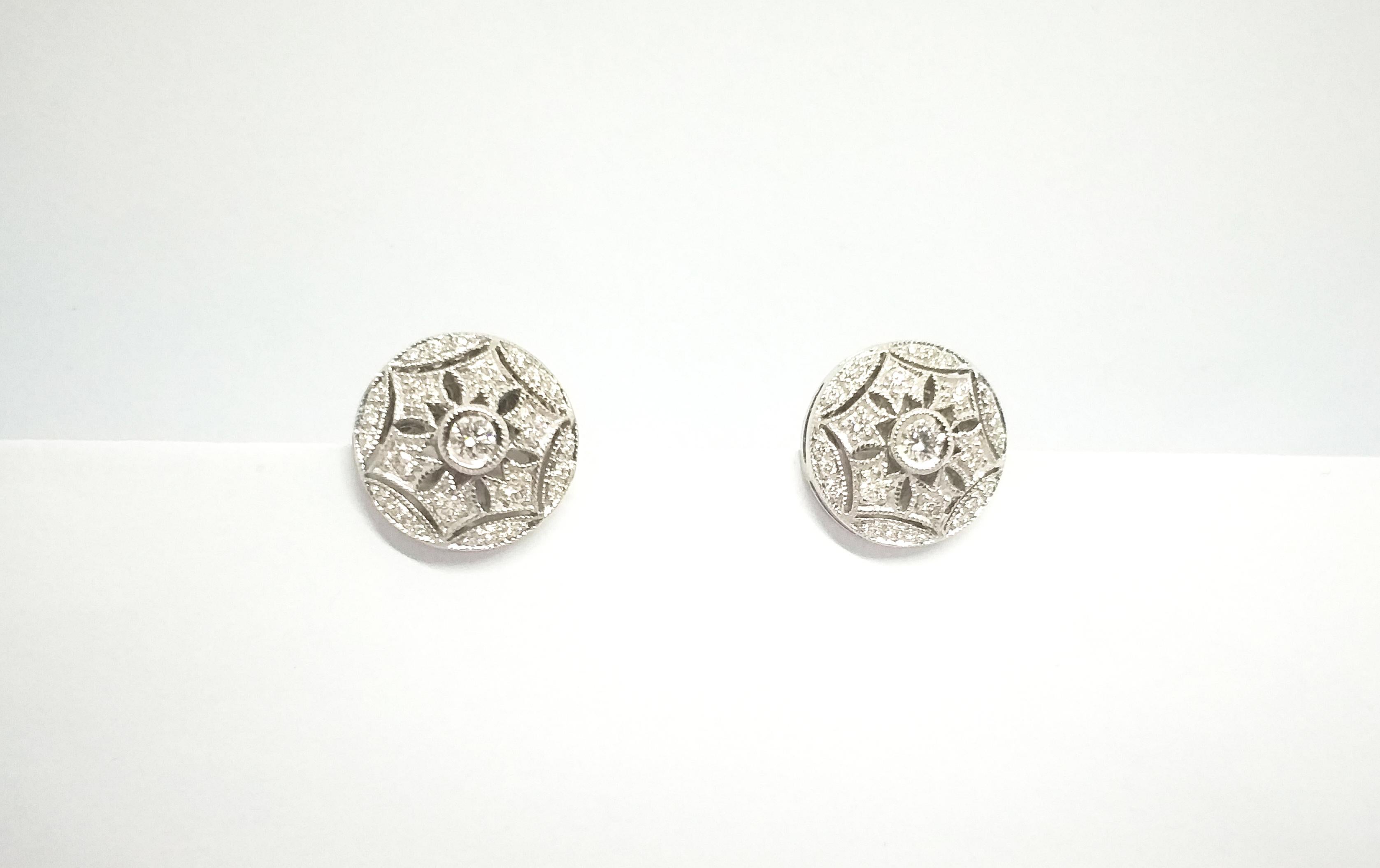 Diamond Earrings set in 18K White Gold Settings For Sale 3