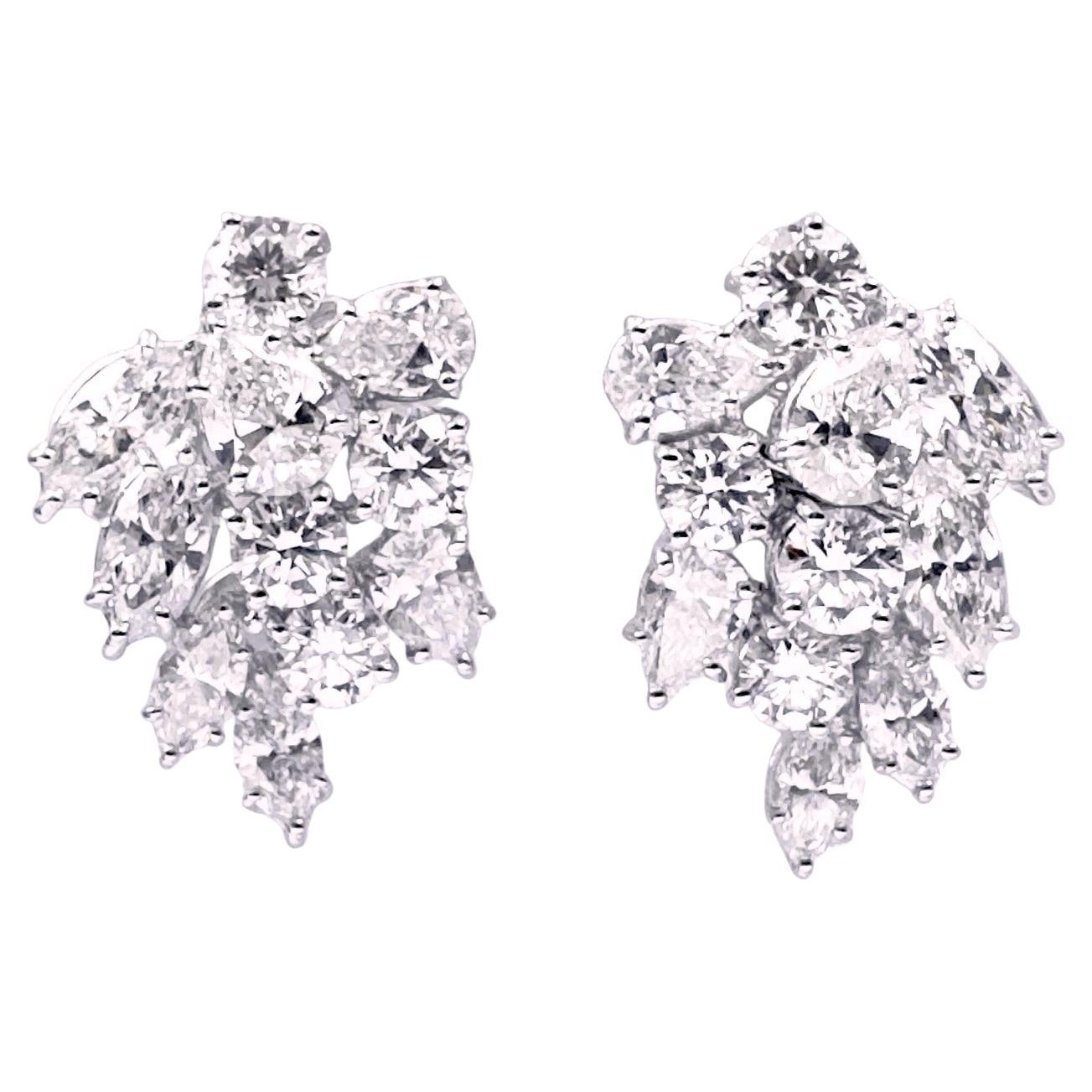 Diamond Earrings set in 18K White Gold Settings For Sale