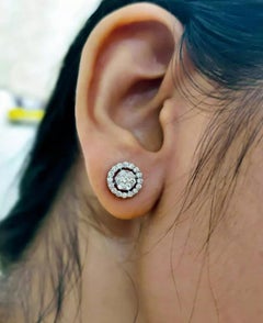 Diamond Earrings Solitaire Pressure Setting 14k Solid Gold Stud