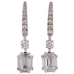 Diamond Earrings Studded in 18 Karat White Gold