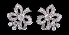 Diamond Earrings Stylised as Tied Bows, circa 1950
