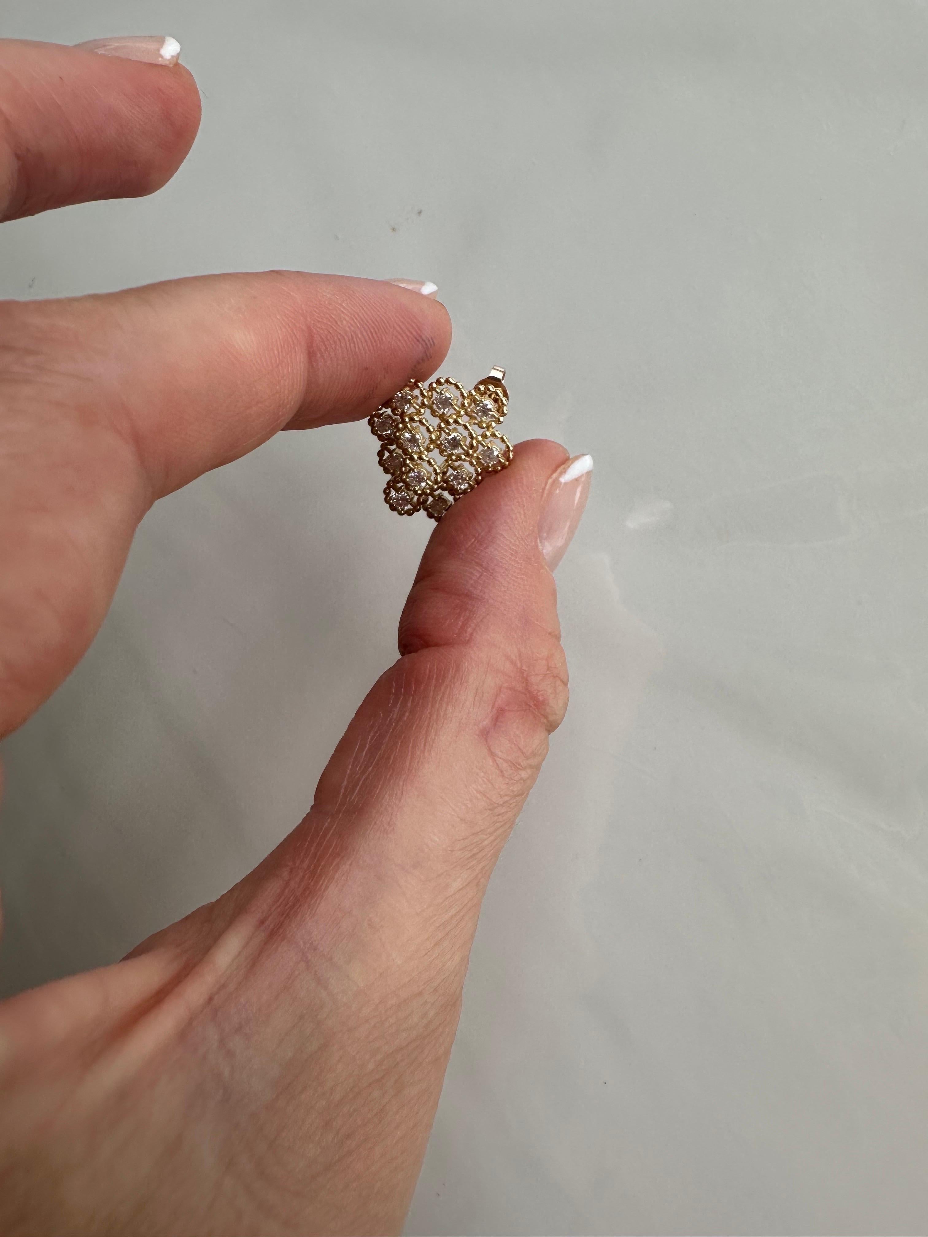 Diamond earrings unique dandilion designer earrings 14Kt gold In New Condition For Sale In Boca Raton, FL