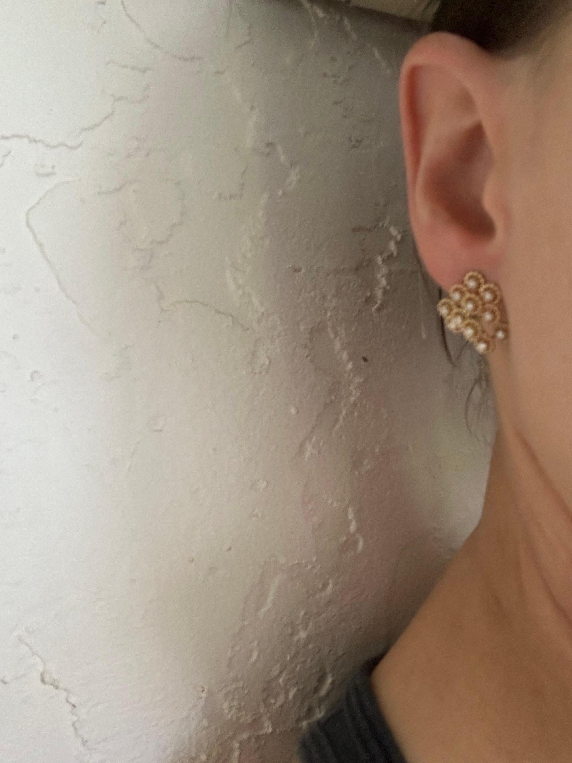 Women's or Men's Diamond earrings unique dandilion designer earrings 14Kt gold For Sale