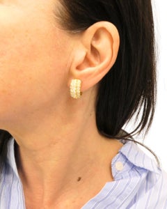 Diamond Earrings Vintage 18k Gold Hoop Earrings French Jewelry